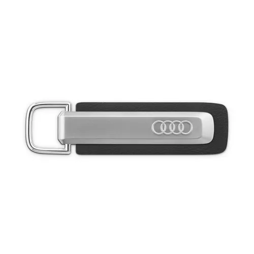 Audi Schlüsselanhänger Metall Valcona-Leder Audi-Ringe silber schwarz 3182500100