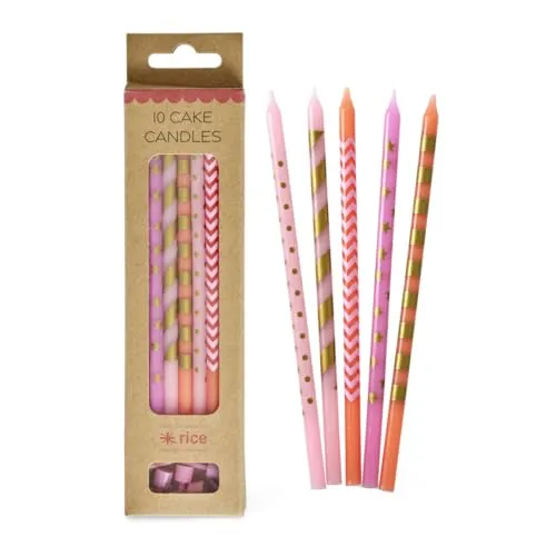 ReWu Rice Kerze Paraffinwachs Wachskerze Kuchenkerze Kuchendekoration Tortendekoration Geburtstagskerze 10-Stück - Pink