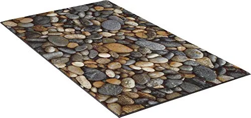 Erwin Müller Badematte, Badteppich, Badvorleger Steine, Stein-Optik grau Größe 70x120 cm - rutschhemmend, angenehme, sichere Florhöhe, für Fußbodenheizung geeignet