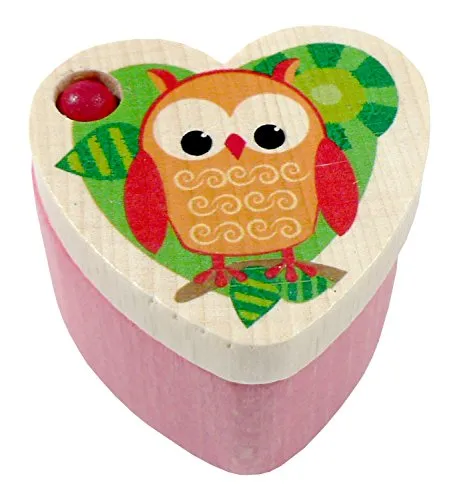 Hess Holzspielzeug 14359 - Zahndose aus Holz, Serie Eule, handgefertigt, ca. 4,5 x 4 x 3,5 cm groß, zur sicheren Aufbewahrung der ausgefallenen Milchzähne