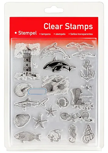 Clear Stamp Set - Meer + Strand - 19-teilig ~14x18cm - Stempel Transparent 46819