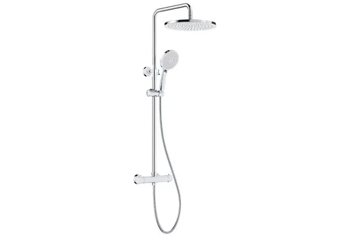 Rainsworth Duschsystem mit Thermostat, 3 Strahlart(en), 92-126 cm Duschstangen Edelstahl Duschamaturenset Wassersparend