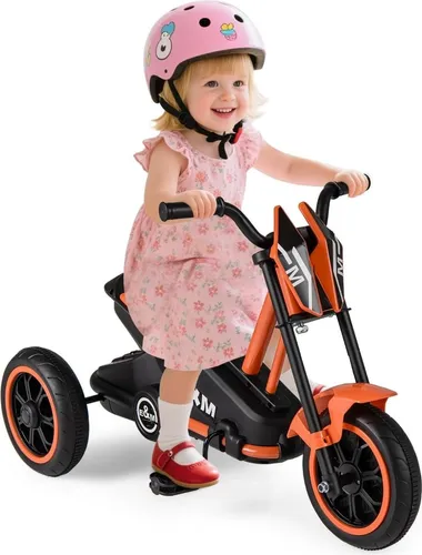 Dreirad für Kinder ab 3 Jahren mit rutschfesten Pedalen, orange