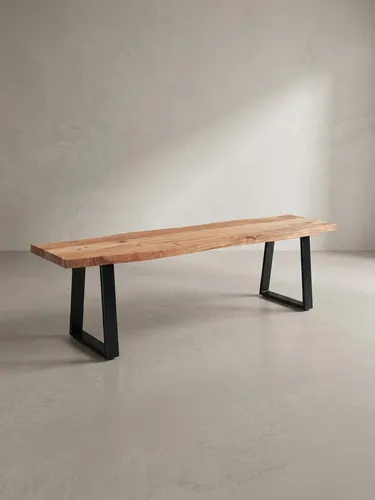 KADIMA DESIGN Sitzbank Esszimmerbank 160x40x45,5 cm Akazie Massivholz / Metall mit (Essbank Modern, Sitzbank Esszimmer Groß), Baumkante, Esstischbank Holzbank Massiv ohne Lehne, Küchenbank