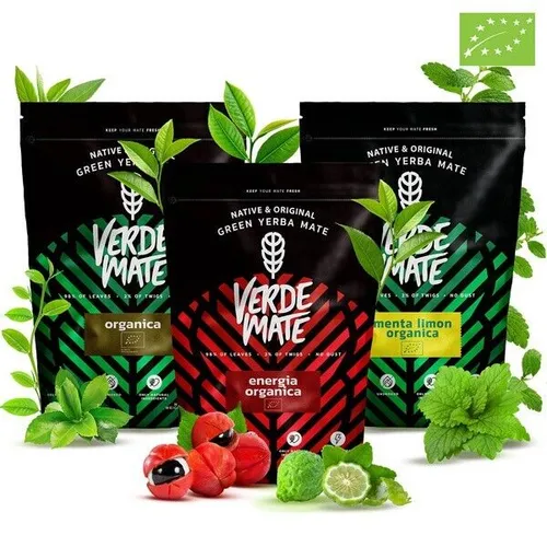 Mate Tee Bio Set Verde Mate Organica Guarana Menta Limon Ungeräuchert 3x400g