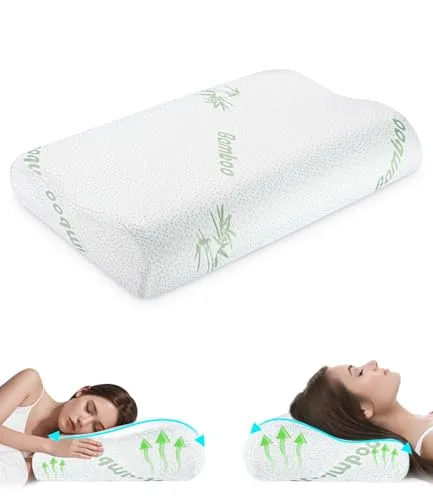 Gyxova Nackenkissen Orthopädisches Memory Foam, 55 x 35 x 11/9 cm, Weiß