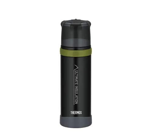 Thermos Mountain Beverage Bottle 0,50l, Black, Thermosflasche Edelstahl mit Trinkbecher, 24 h heiß / 24 h kalt, leichte Outdoorflasche, robust, zerlegbarer Verschluss, BPA-frei