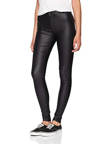 ONLY Damen ONLROYAL Life HW SK Rock Coated PIM 15159341 - Eleganter schwarzer Rock - Damen-Jeanshosen mit regulärer Passform, angenehmem Tragegefühl und weicher Haptik für einen stilvollen Look.