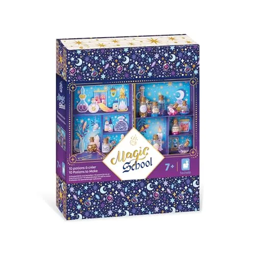 Janod - Magic School – Meine Zaubertränke - Kreatives Zaubertrank-Set für Kinder ab 7 Jahren ◦ Inklusive illustriertem Zauberbuch für magische Rezepturen und hübschen Fläschchen zum Präsentieren der Kreationen.