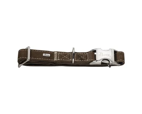 HUNTER HUNTING ALU-STRONG Hundehalsung - Hundehalsband aus robustem Nubukleder mit Aluminium-Steckverschluss, stufenlos verstellbar für höchsten Tragekomfort und Fellschonung. Handmade in Germany, ideal für anspruchsvolle Hunde.