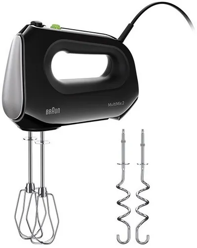 BRAUN Handmixer MultiMix 2 HM 2110 BK - 500 W Leistung - Handmixer mit 4 Geschwindigkeitsstufen, leistungsstark und vielseitig für müheloses Mixen und Rühren in der Küche.