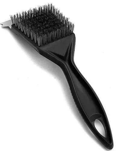 HOMETOOLS Profi Edelstahl Grill-Reinigungsbürste mit Schaber für BBQ-Grills, 1 Stück, Schwarz