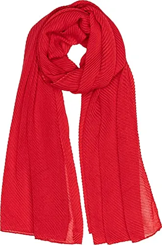 Caspar SC509 eleganter Damen Schal mit Streifen Webmuster, Farbe:rot, Größe:One Size