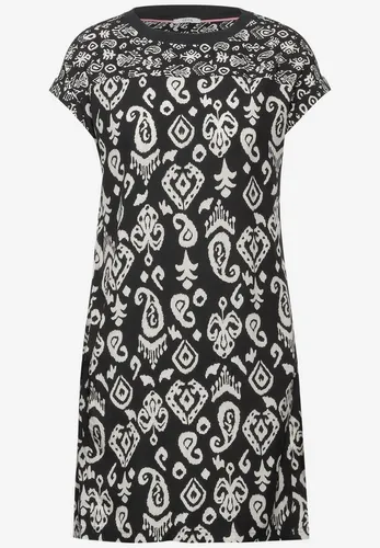 CECIL Damen B144022 Print Mix Kleid, Black, Medium - Freizeitkleid für Damen, knielang aus softer Viskose mit Rundhalsausschnitt und Eingriffstaschen, grafischer Mix mit stilvollen Paisley-Elementen für einen modernen Look.