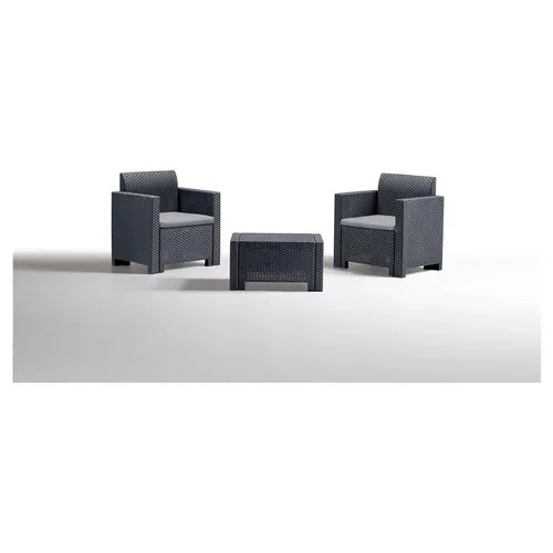 Bica 9073.4 Nebraska Antrazit Garten Set 2 Sessel + Tisch + Kissen