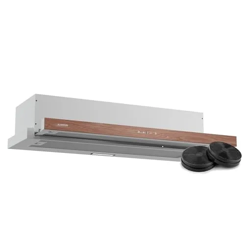 Klarstein ZenFusion Dunstabzugshaube Unterbau 90 cm - Deckenhaube mit 400 m³/h Luftdurchsatz, energieeffizienter Klasse A, teleskopischem Abzug und intuitiver Touch-Bedienung für eine komfortable Küchenatmosphäre.