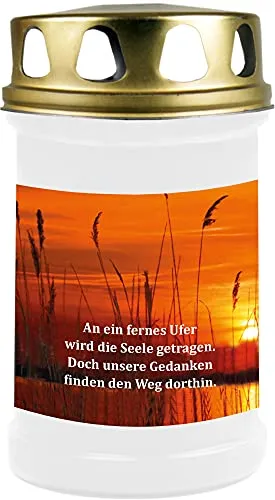 HS Candle Grabkerze Grablicht (Sonnenuntergang) - ca 48h / 2 Tage Brenndauer je Kerze (14,5cm, Ø 7cm) - versch. Designs