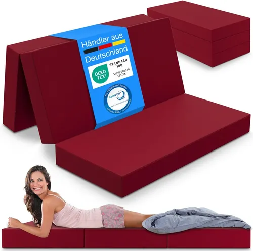 ELONEO Klappmatratze - 3-teilige Faltmatratze für Reisen und Gäste - Vielseitige Faltmatratze als Gästebett, Sitzblock oder Tisch. Ideal für Zuhause und beim Camping, schnell aufgebaut und platzsparend.