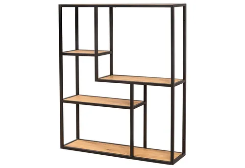 Riess Ambiente Industrial Wandregal Slim LINE - 91cm Wildeiche schwarz, asymmetrisches Design mit fünf Regalböden für stilvolle Einrichtung