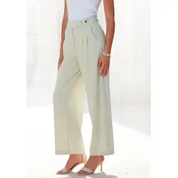 Elegante Palazzohose LASCANA für Damen, Gr. 42, schilfgrün - Stoffhosen, modische Palazzohose von LASCANA mit figurumspielendem Schnitt und praktischen Taschen, ideal für den Business-Look und angenehm an warmen Tagen.