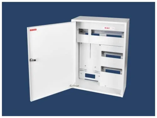Zählerschrank Sicherungskasten Verteilerkasten AUFPUTZ 3 PHASEN 36. Sich. IP30 RU-36P - Verteilerkasten für 3 Phasen, ideal für sichere Stromverteilung in Gebäuden, robust aus pulverbeschichtetem Stahlblech mit Schutzart IP30.