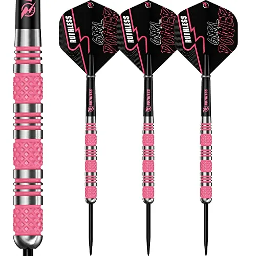 RUTHLESS RX Girl Power Dart-Set | 90% Wolfram-Stahlspitze | gerändeltes Pink, Standard, 24 g (D6105)