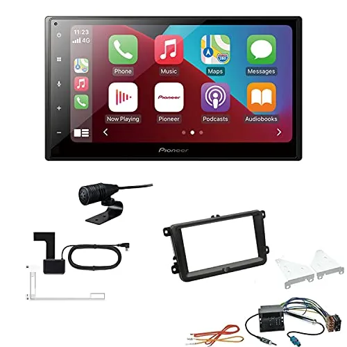 Pioneer SPH-DA160DAB 2-DIN Autoradio CarPlay Android Auto Bluetooth DAB USB passend für Volkswagen VW T5 Transporter 2003-2015 runde Ecken, schwarz ohne Canbus