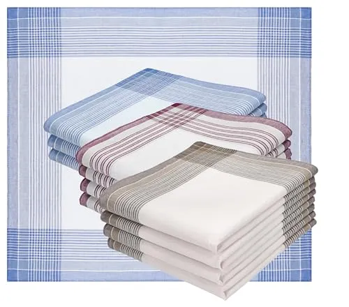 Betz 12 Stück Herren Stoff Taschentücher Set Martin Größe 40 x 40 cm 100% Baumwolle Dessin 03