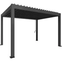 Biohort Pergola 4 x 3, dunkelgrau-metallic - Pavillon mit verstellbaren Lamellen bis 130°, bietet optimalen UV- und Wetterschutz für entspannte Stunden im Garten.