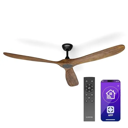 Klarstein Bahama Breeze Smart Deckenventilator - Modernster Deckenventilator mit App-Steuerung und Fernbedienung für optimale Luftzirkulation in Räumen bis 35 m². Flüsterleiser Betrieb und energieeffizient - ideal für ganzjährige Nutzung!