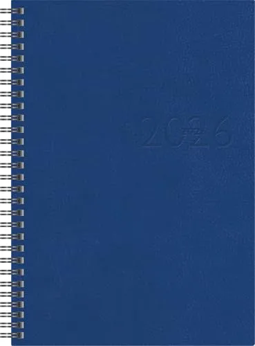 rido/idé Buchkalender Mod. studioplan int. 2026 | 168×240 mm, Kunstleder, blau - Terminkalender mit Kunstleder-Einband, viersprachig und 160 Seiten für eine effiziente Wochenplanung. Ideal für Berufstätige mit viertelstündlicher Einteilung.
