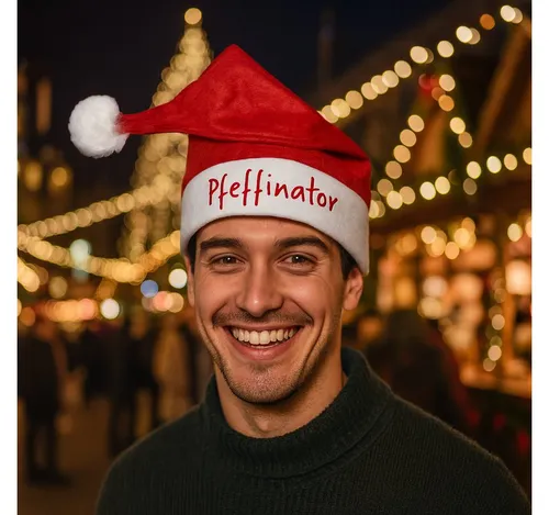 Deggelbam Bommelmütze Weihnachtsmannmütze Nikolausmütze mit lustiger Aufschrift (Partymütze, Skimütze, Weihnachtsmarktmütze, Wintermarktmütze, Glühweinchen, Suffine, Zipfelklatscher, Harry Shotter, Bibi Shotberg) Bierkules, Bibi Shotberg, Hans im Suff, Harry Shotter, Robin Schluck