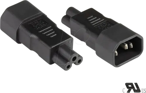 GC PA-1405S - Netzadapter mit Kleeblatt-Kabelkupplung, C14 zu C5, schwarz, UL-zertifiziert und max. 2,5 A für zuverlässige Stromversorgung