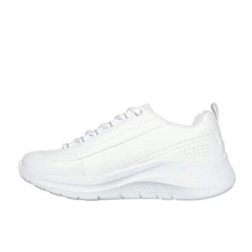 Skechers Damen Arch Fit 2.0 Star Bound Sneaker, White Leather/Silver Trim, 37.5 EU