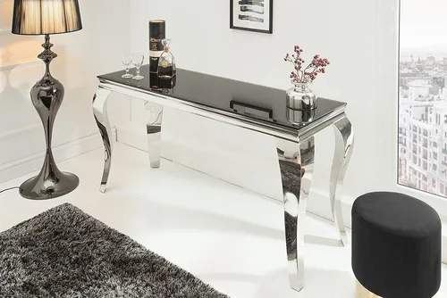 Riess-Ambiente Konsolentisch MODERN BAROCK 145cm schwarz - Konsolentisch mit eleganter Opalglasplatte und stabilen Edelstahl-Beinen, ideal für stilvolle Akzente in Deinem Wohnraum.