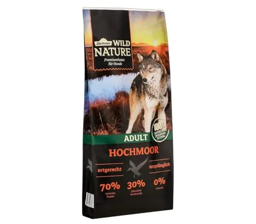 Dehner Wild Nature Hundefutter Hochmoor - Getreidefreies Trockenfutter mit Ente, 12 kg für ausgewachsene Hunde, 100% natürliche Zutaten und hoher Fleischanteil
