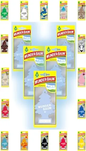 Wunder-Baum Autoduft Lufterfrischer Duftbaum Düfte 5 Stück + Stift light-tribe (Summer Cotton)