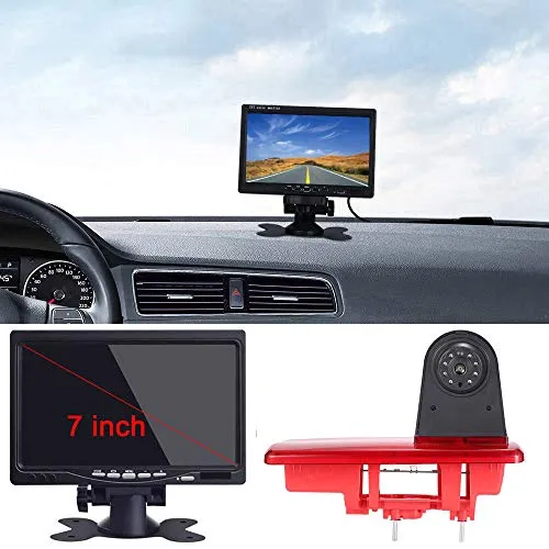 Auto Dritte Dach Top Mount Bremslicht Rückfahrkamera +7 inch Monitor Einparkkamera Rückfahrsystem IR Light Ersatz für FIAT Talento/Nissan NV300/Nissan Primaster/Traffic/Opel Vivaro/Vauxhall