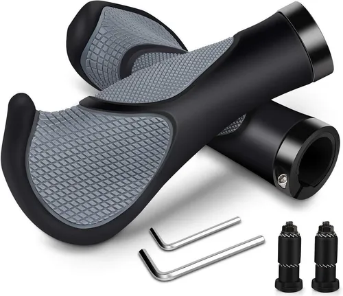 Refined Living Fahrradlenkergriff Fahrradgriffe ergonomisch Fahrrad Lenker Griffe mit Bar Ends,1 Paar (rutschfest & einfach zu montieren, für MTB & BMX, 1-St., Zwei Seiten Lock-On Design aus rutschfestem Gummi), Geeignet für Fahrräder,Mountainbikes,Scooter mit 22 mm Durchmesser.