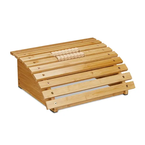 Fußstütze für Schreibtisch – Bambus Fußhocker mit Reflexzonenmassage - Massagegerät für entspannte Füße, aus hochwertigem Bambus, ideal für Büro und Home Office, fördert die Durchblutung und reduziert Stress.