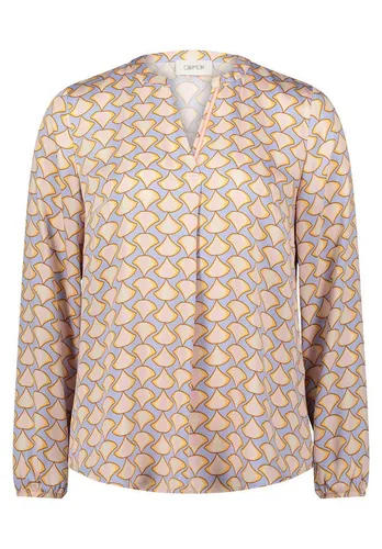 Cartoon Hemdbluse Kurzarm 1/1 Arm - Stilvolle Hemdbluse mit grafischem Muster, gerader Passform und V-Ausschnitt. Ideal für einen modischen Look im Alltag.