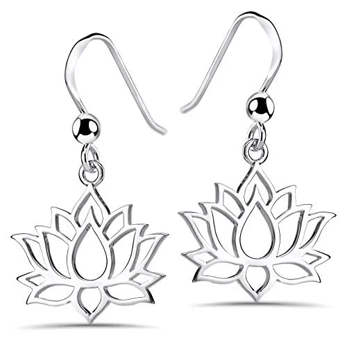 MATERIA Lotusblume Ohrringe Silber 925 - Filigrane hängende Ohrhänger für Damen - Elegante Ohrringe in Form einer Lotusblüte aus 925 Sterling Silber, ideal für Damen und Teenager. Ein perfektes Geschenk, das für Reinheit und spirituelle Verbundenheit steht.