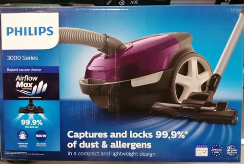 Philips Staubsauger 3000 Series XD3100 - Kompakter 900 W Bodenstaubsauger mit abnehmbarer Bürste und TriActive Düse für gründliche Teppichreinigung. Ideal für müheloses Staubsaugen in jedem Zuhause.