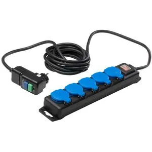 as-Schwabe Steckdosenleiste 38604 - Steckdosen & Zubehör mit 4,5m Kabel, PRCD-Personenschutzschalter für maximale Sicherheit und 5 Schutzkontakt-Steckdosen für vielseitige Anwendungen.