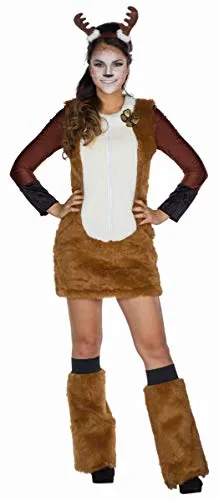Mottoland Damen Kostüm Tier REH Kleid Rehkitz braun Haarreif Fasching Karneval (34/36)