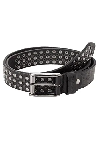 Gürtel Echtleder mit Nieten - Premium Ledergürtel Schwarz 85 - Herren-Gürtel aus hochwertigem Leder mit Nieten, ideal für Jeans oder formelle Kleidung. Langlebig und stilvoll, perfekt für jeden Anlass.