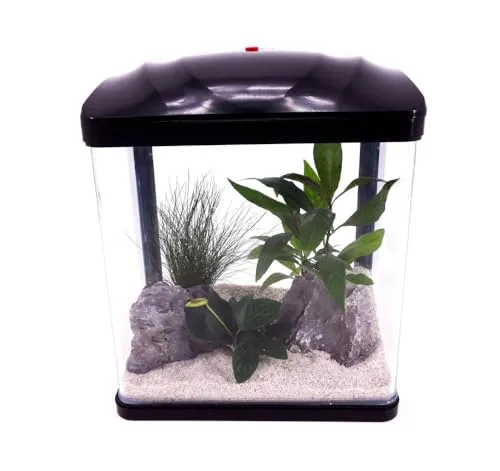 AquaOne Aquarium Komplettset LED HR-230 schwarz - Kleines Nanoaquarium (7L) mit energieeffizienter LED-Beleuchtung und integriertem Filtersystem, ideal für Aquaristik-Anfänger und als stilvolle Wohnraumdeko.