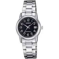 Casio Uhr Collection LTP-V002D-1BUDF - Elegante Damen-Analog-Uhr aus 100% Edelstahl mit Datumsfunktion und 30m Wasserbeständigkeit. Perfekt für jeden Anlass!