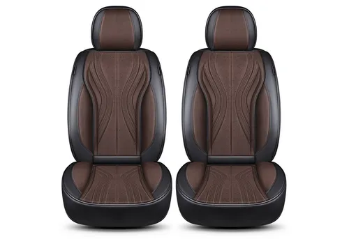 Peugeot 207 Schonbezüge Schwarz/Braun M7 (2006-2015) - Sitzbezugset für Fahrer und Beifahrer, atmungsaktiv und abwaschbar. Ideal für Schutz und Komfort, Seitenairbagkompatibel und einfach zu installieren.