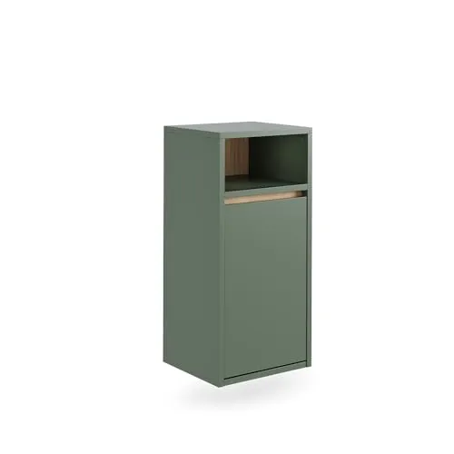 Vicco Wäscheschrank Viola, Grün/Artisan, 38 x 80 cm mit Wäschkorb - Mehrzweckschrank mit integriertem Wäschekorb für eine ordentliche und aufgeräumte Umgebung. Ideal für kleine Bäder und große Familien, bietet er praktischen Stauraum und Komfort.